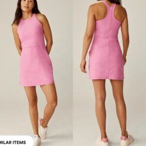 NWT Beyond Yoga Spacedye Refocus Sports Mini Dress L Pink Racerback Shelf Bra